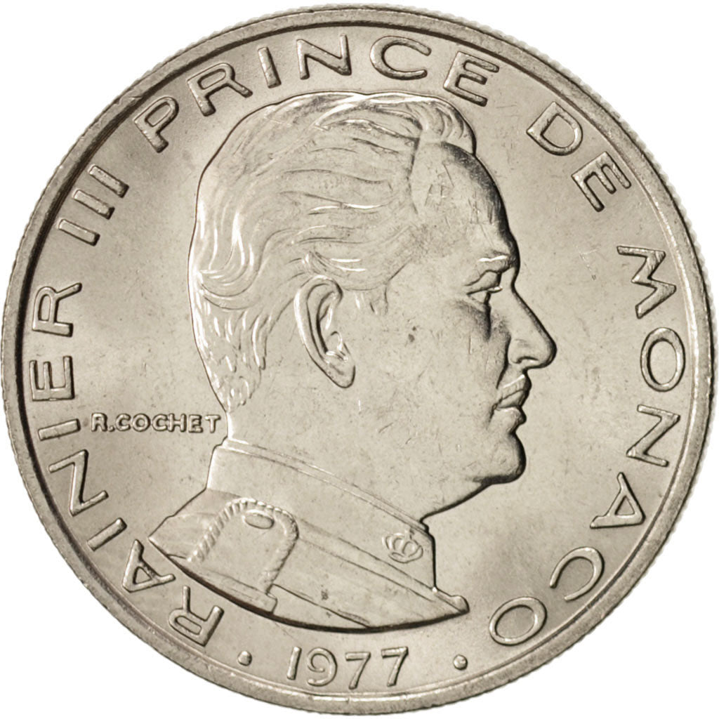 Monaco, Rainier III, Franc, 1977, Nickel, KM:140, Gadoury:150