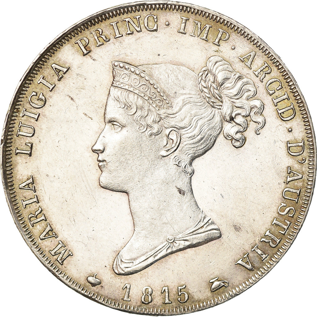 Coin, ITALIAN STATES, PARMA, Maria Luigia, 5 Lire, 1815, Parma, MS(63), Silver