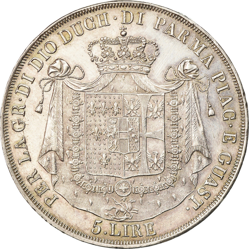 Coin, ITALIAN STATES, PARMA, Maria Luigia, 5 Lire, 1815, Parma, MS(63), Silver