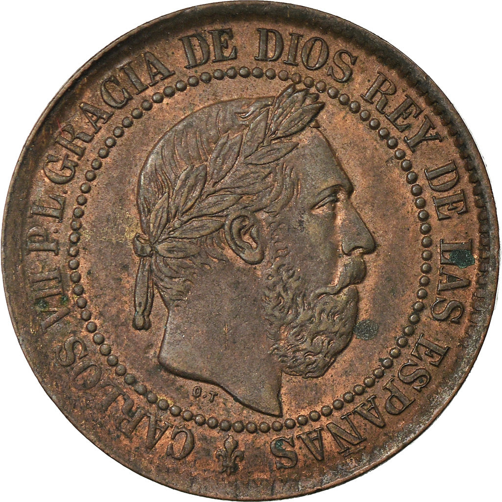 Moneda, España, Charles VII, 5 Centimos, 1875, EBC, Cobre, KM:669