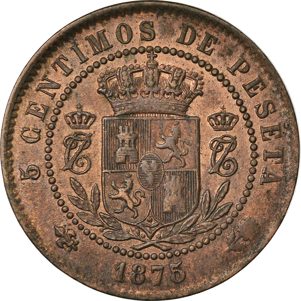 Moneda, España, Charles VII, 5 Centimos, 1875, EBC, Cobre, KM:669
