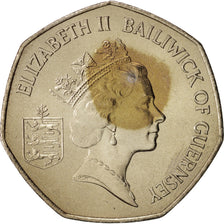 Guernsey, Elizabeth II, 50 Pence, 1990, Cobre - níquel, KM:45.1
