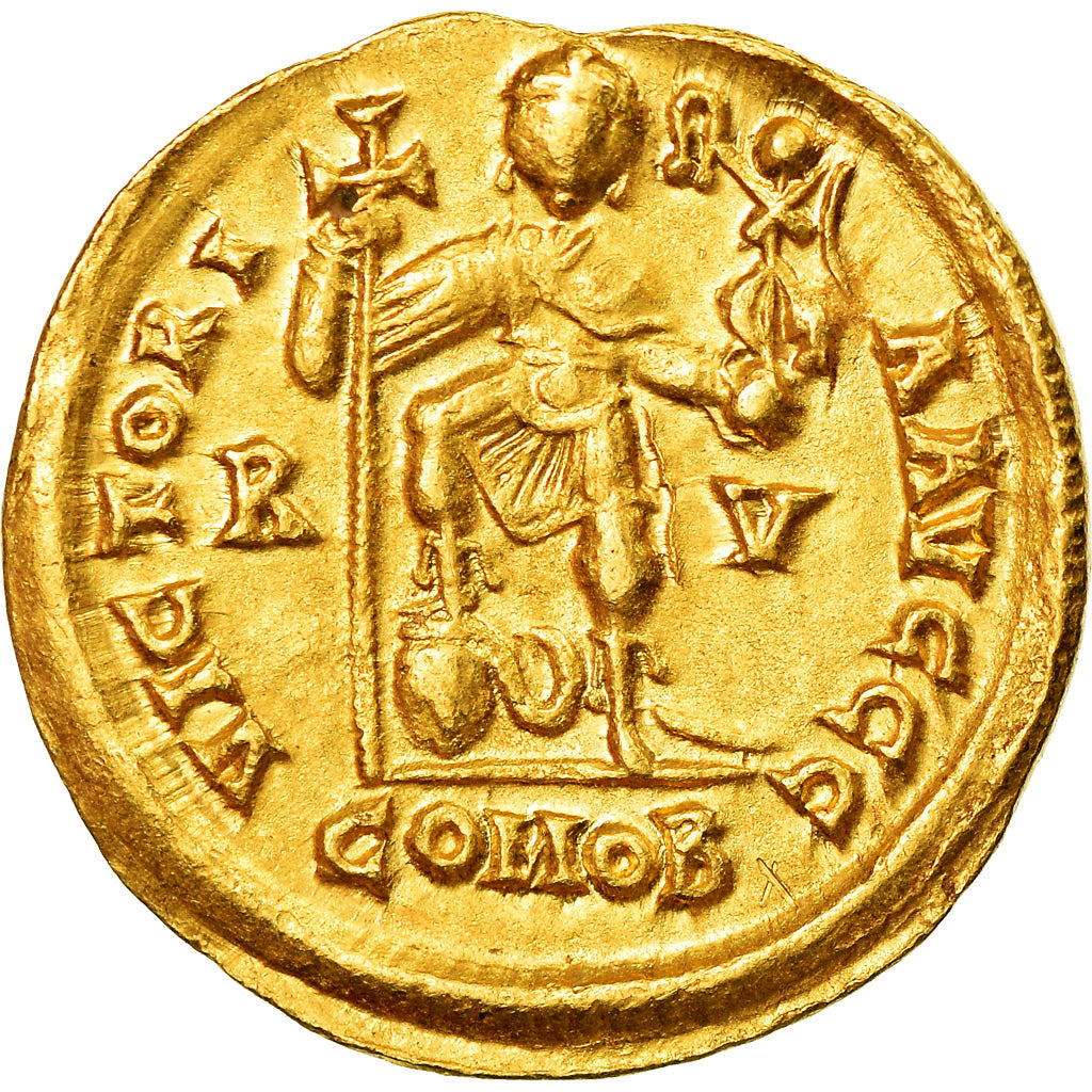 Coin, Valentinian III, Solidus, Ravenna, AU(55-58), Gold, Cohen:19
