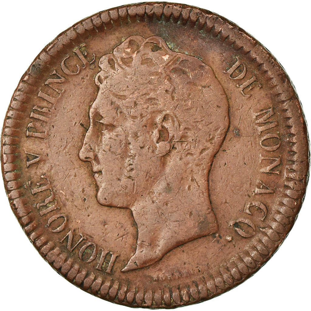 Munten, Monaco, Honore V, Decime, 1838, Monaco, FR+, Koper, KM:97.1, Gadoury:105