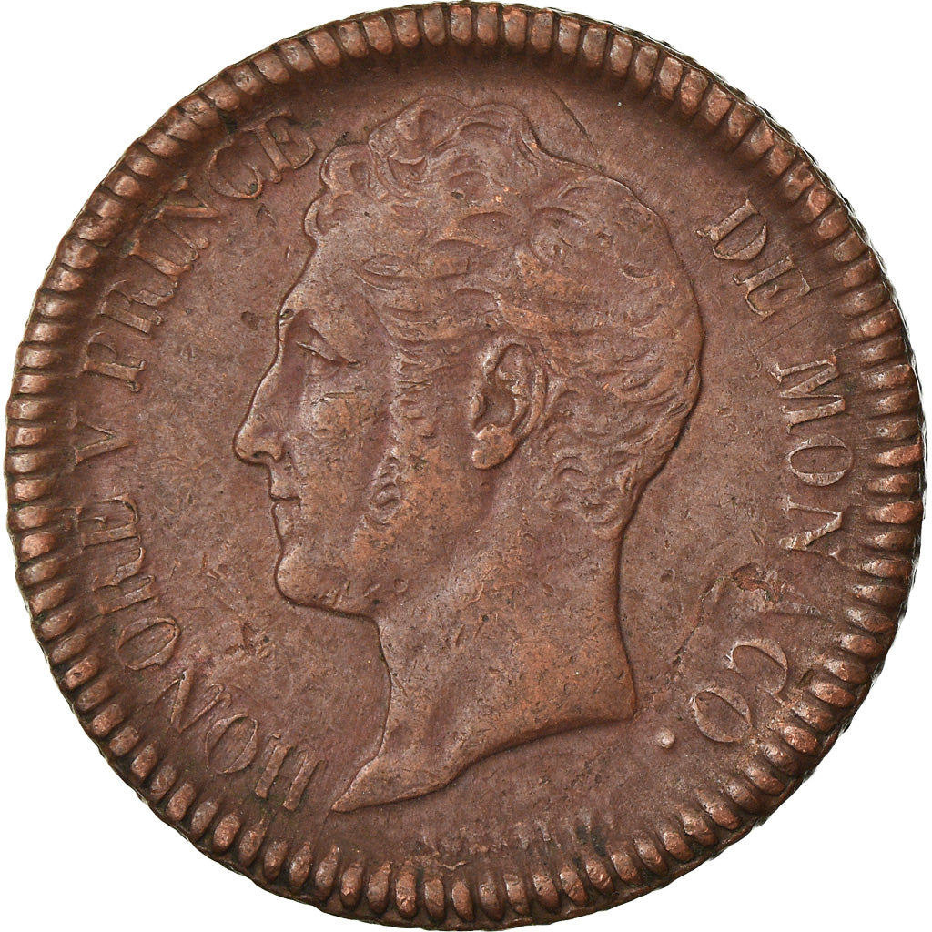 Coin, Monaco, Honore V, Decime, 1838, Monaco, EF(40-45), Copper, KM:97.1