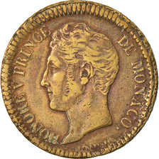 Coin, Monaco, Honore V, Decime, 1838, Monaco, Cuivre jaune, VF(30-35), Copper