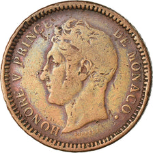 Monnaie, Monaco, Honore V, Decime, 1838, Monaco, Petite tête, TB, Cuivre