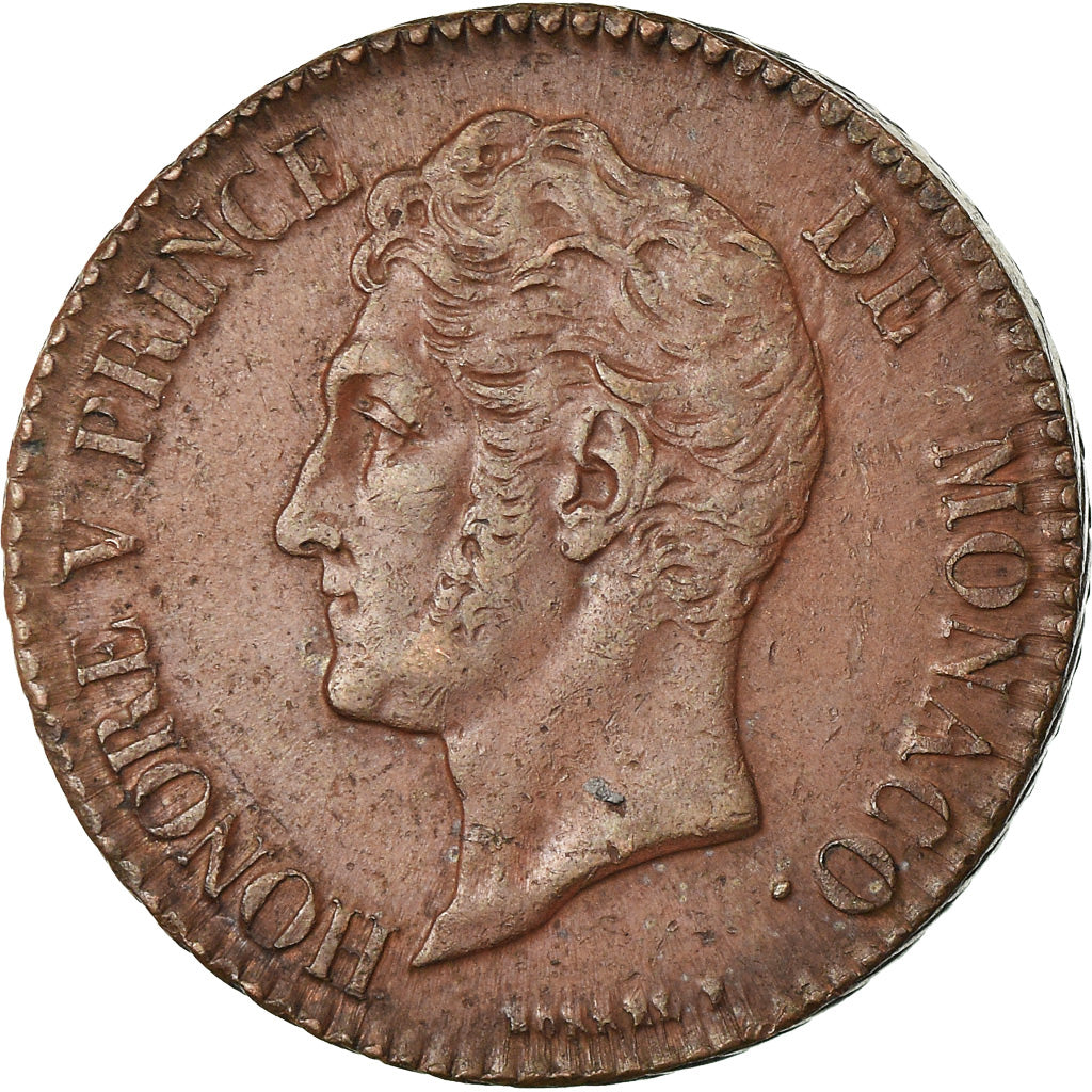 Coin, Monaco, Honore V, 5 Centimes, Cinq, 1837, Monaco, EF(40-45), Copper