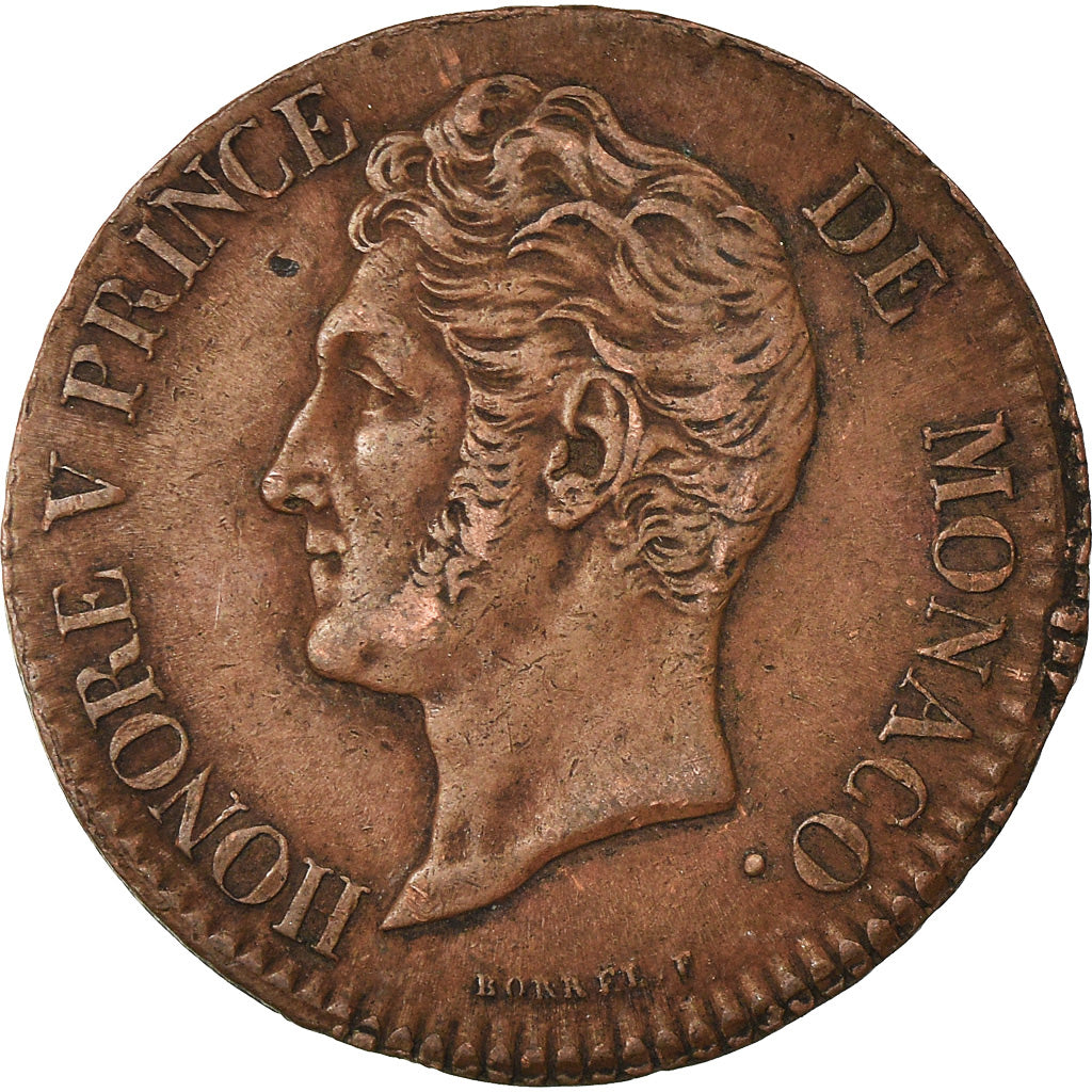 Coin, Monaco, Honore V, 5 Centimes, Cinq, 1837, Monaco, EF(40-45), Copper