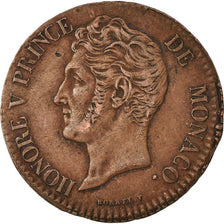 Coin, Monaco, Honore V, 5 Centimes, Cinq, 1837, Monaco, EF(40-45), Copper