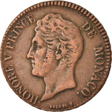 Coin, Monaco, Honore V, 5 Centimes, Cinq, 1837, Monaco, VF(30-35), Copper