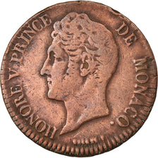 Coin, Monaco, Honore V, 5 Centimes, Cinq, 1837, Monaco, VF(20-25), Copper