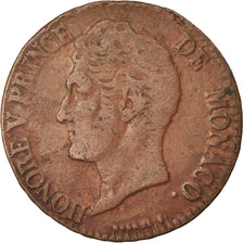 Coin, Monaco, Honore V, 5 Centimes, Cinq, 1837, Monaco, VF(20-25), Copper