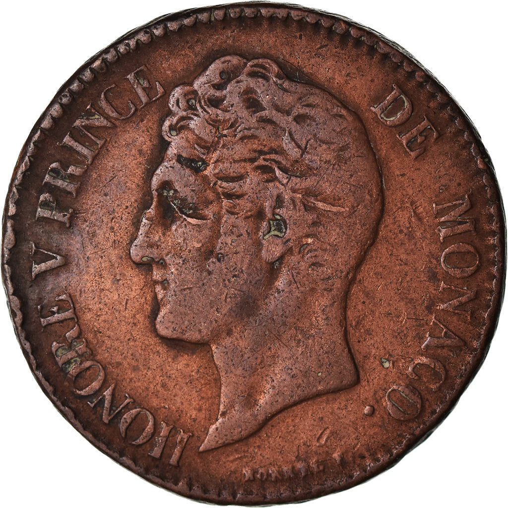 Monnaie, Monaco, Honore V, 5 Centimes, Cinq, 1837, Monaco, TB, Cuivre