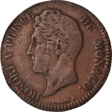 Coin, Monaco, Honore V, 5 Centimes, Cinq, 1837, Monaco, VF(20-25), Copper