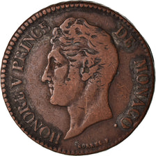 Coin, Monaco, Honore V, 5 Centimes, Cinq, 1837, Monaco, VF(20-25), Copper