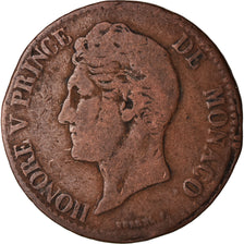 Coin, Monaco, Honore V, 5 Centimes, Cinq, 1837, Monaco, VF(20-25), Copper