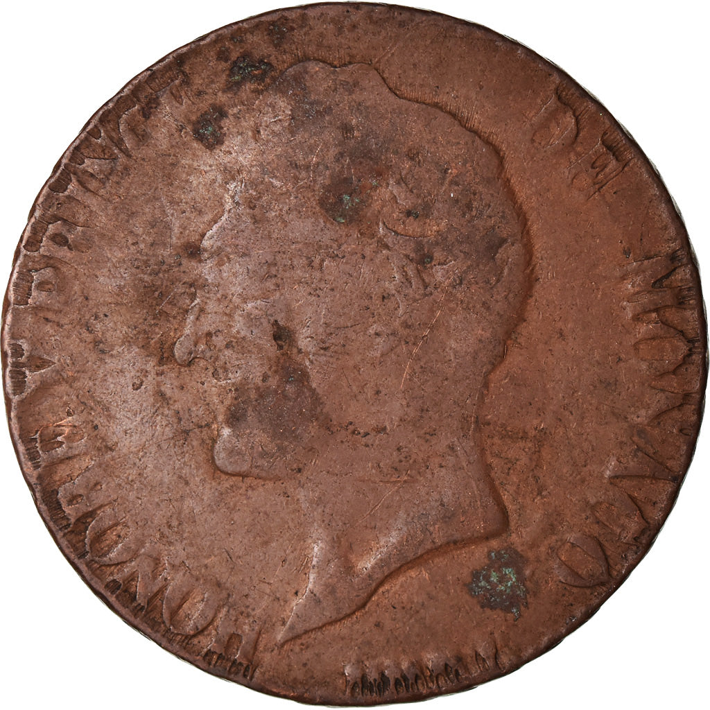 Coin, Monaco, Honore V, 5 Centimes, Cinq, 1837, Monaco, F(12-15), Copper