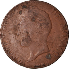 Coin, Monaco, Honore V, 5 Centimes, Cinq, 1837, Monaco, F(12-15), Copper
