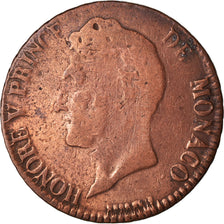 Moneda, Mónaco, Honore V, 5 Centimes, Cinq, 1837, Monaco, BC, Cobre, KM:95.2a