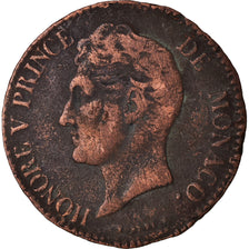 Coin, Monaco, Honore V, 5 Centimes, Cinq, 1837, Monaco, F(12-15), Copper