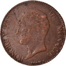 Coin, Monaco, Honore V, 5 Centimes, Cinq, 1837, Monaco, F(12-15), Copper