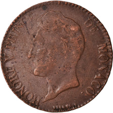Moeda, Mónaco, Honore V, 5 Centimes, Cinq, 1837, Monaco, F(12-15), Cobre