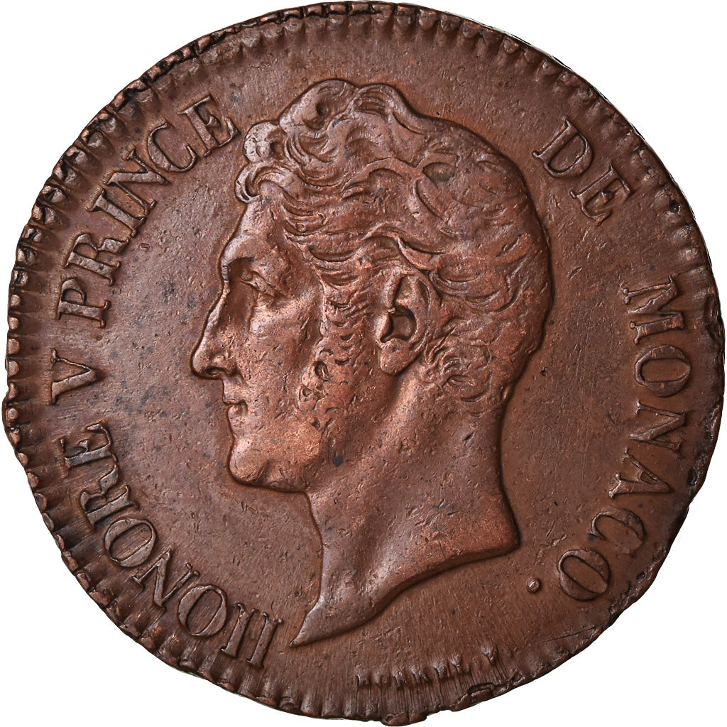 Münze, Monaco, Honore V, 5 Centimes, Cinq, 1837, Monaco, SS, Kupfer, KM:95.2a