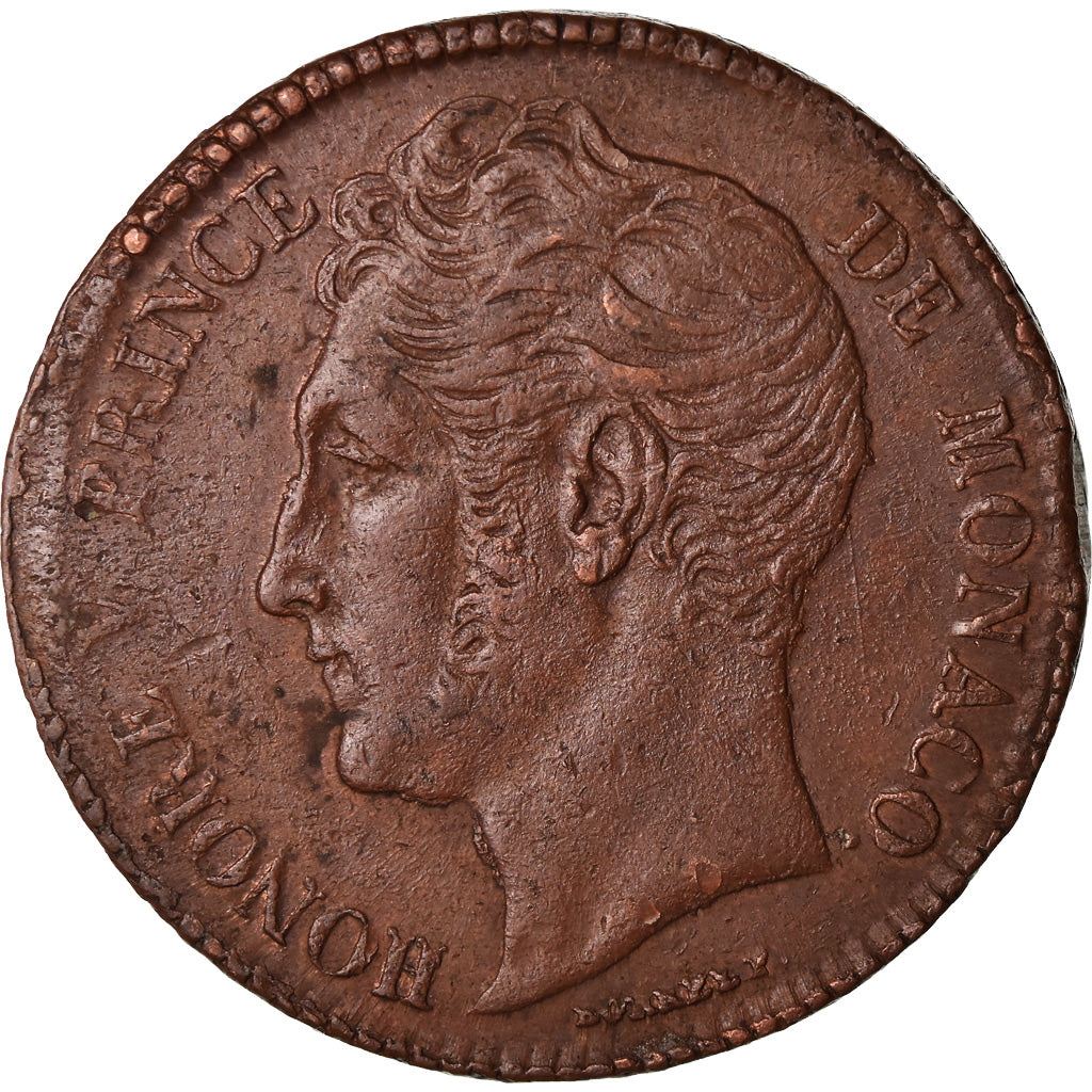 Coin, Monaco, Honore V, 5 Centimes, Cinq, 1837, Monaco, Grosse tête, EF(40-45)