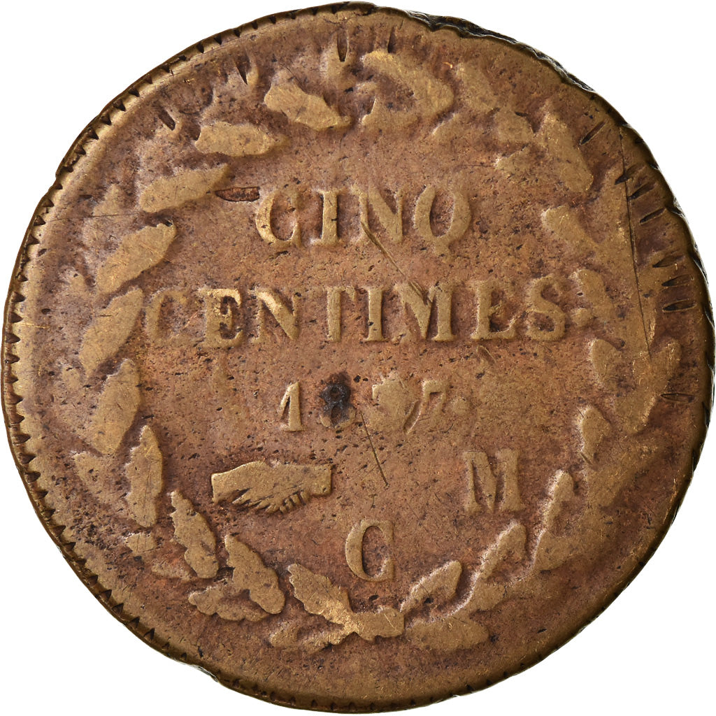 Moeda, Mónaco, Honore V, 5 Centimes, Cinq, 1837, Monaco, Grosse tête et Cuivre