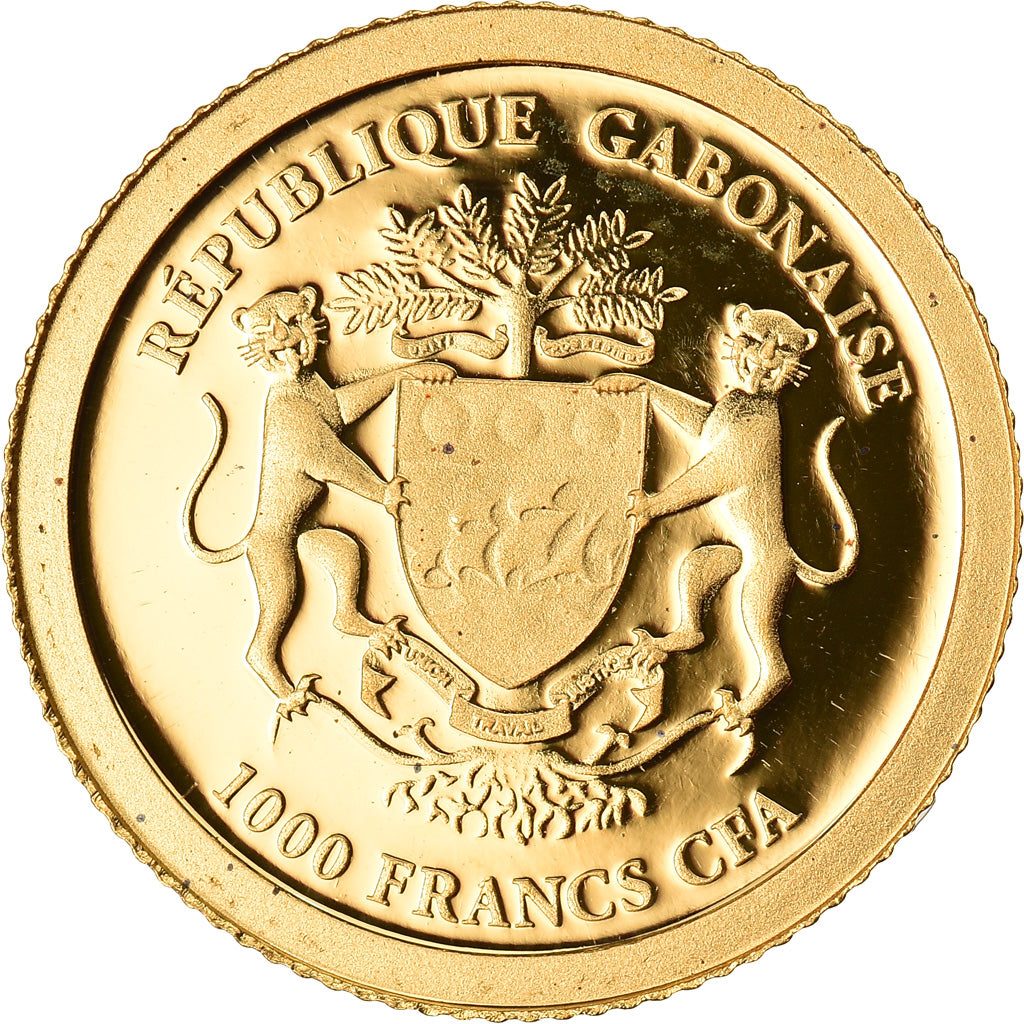 Moneta, Gabon, Charles de Gaulle, 1000 Francs, 2013, FDC, Oro