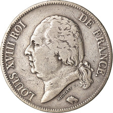 Münze, Frankreich, Louis XVIII, 5 Francs, 1823, Toulouse, S+, Silber, KM:711.9