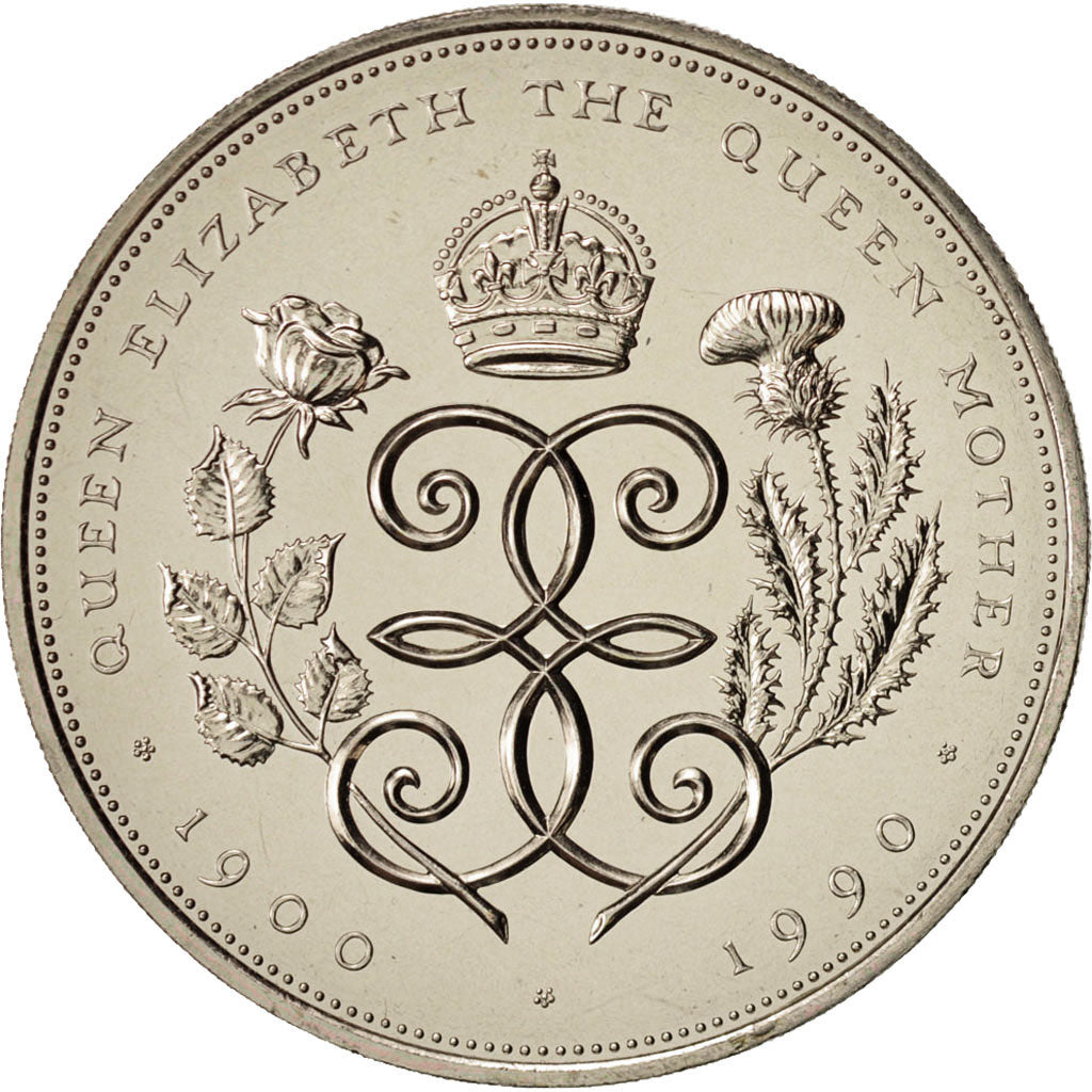 Great Britain, Elizabeth II, 5 Pounds, 1990, Copper-nickel, KM:962