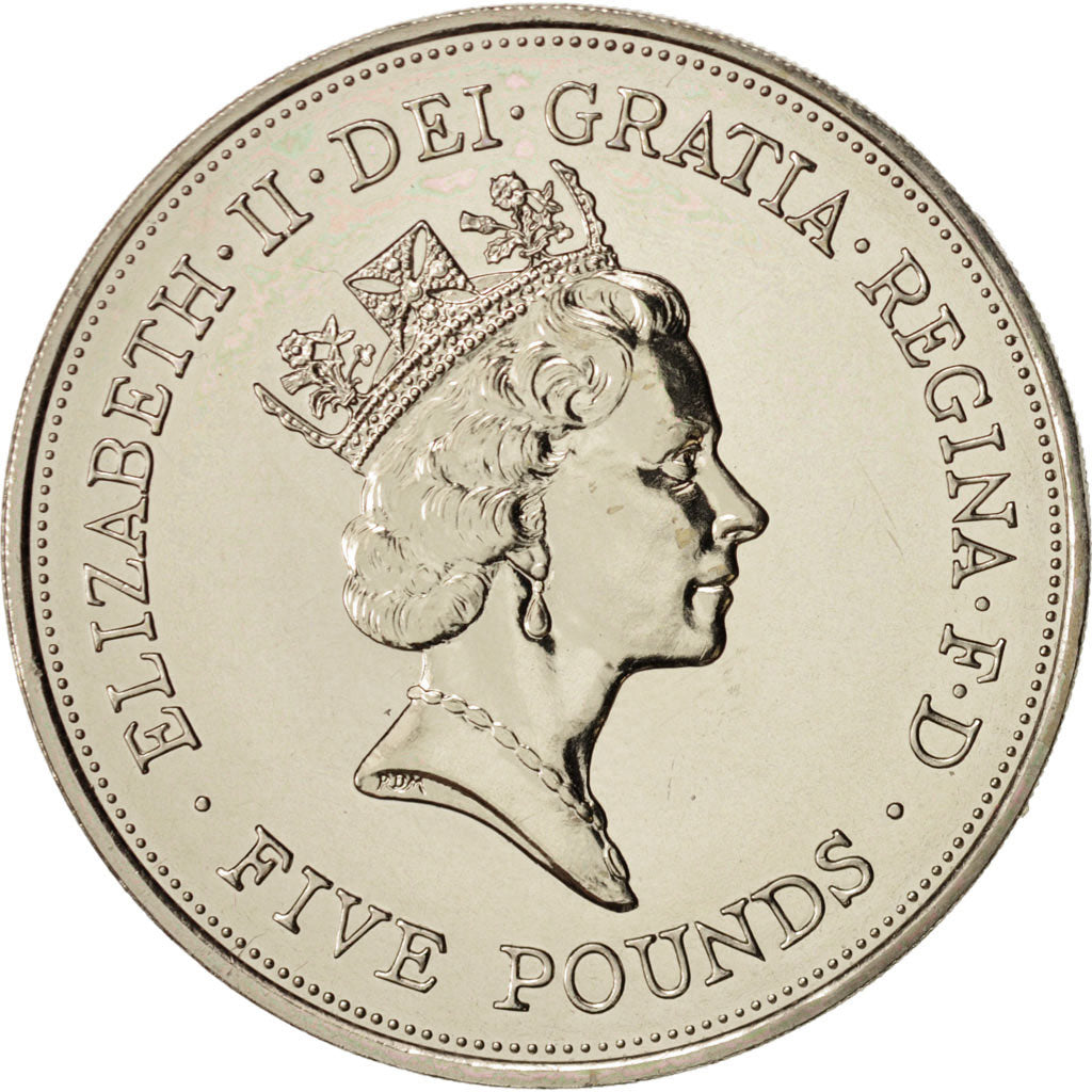 Great Britain, Elizabeth II, 5 Pounds, 1990, Copper-nickel, KM:962