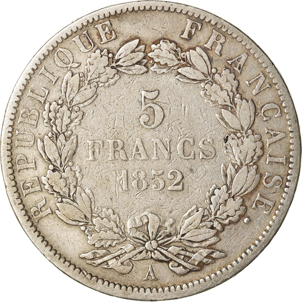 Coin, France, Napoléon III, 5 Francs, 1852, Paris, VF(20-25), Silver, KM:773.1