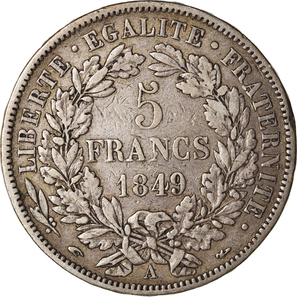 Münze, Frankreich, Cérès, 5 Francs, 1849, Paris, SS, Silber, KM:761.1