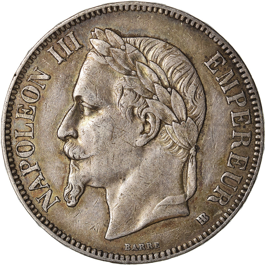 Coin, France, Napoléon III, 5 Francs, 1867, Strasbourg, EF(40-45), Silver