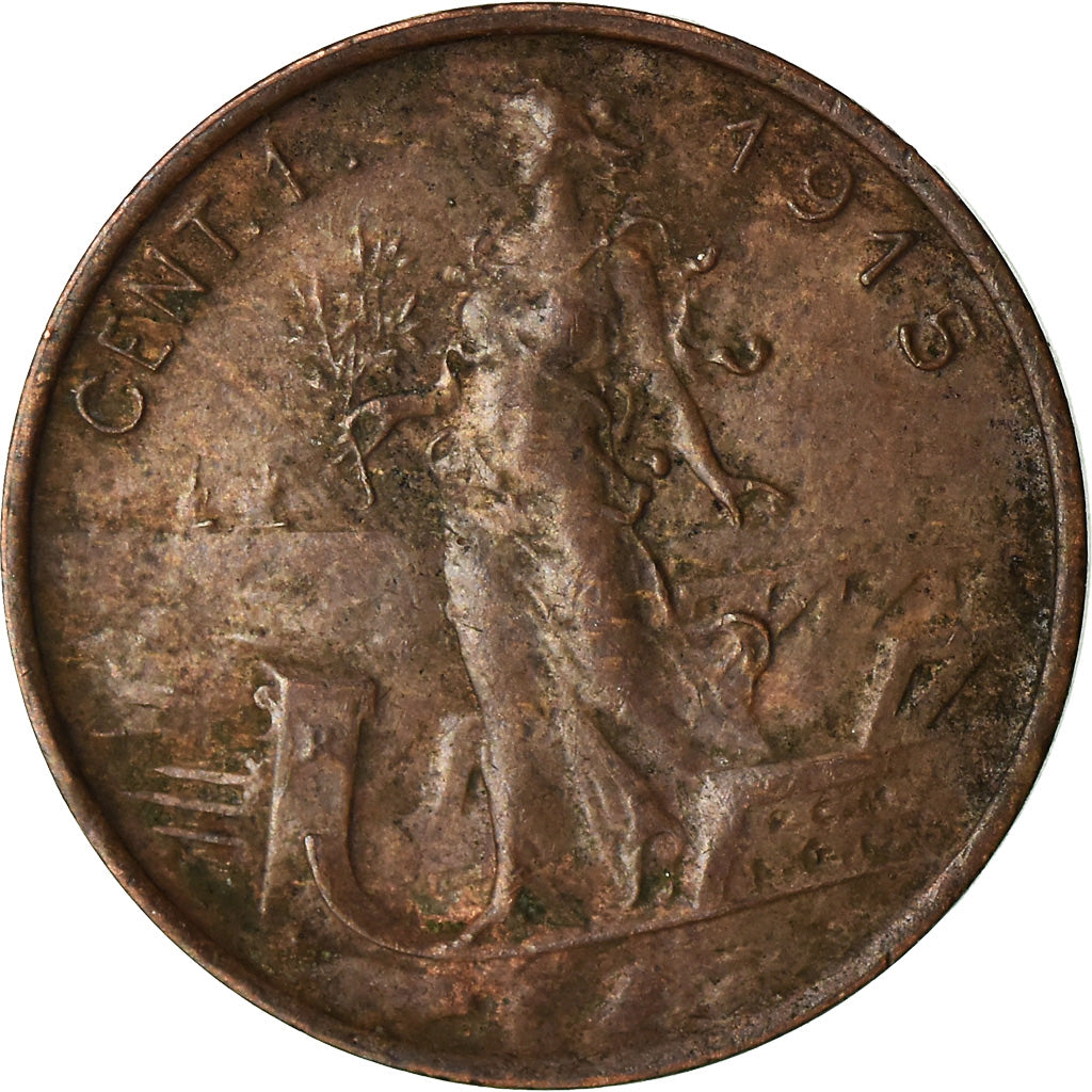 Coin, Italy, Vittorio Emanuele III, Centesimo, 1915, Rome, VF(20-25), Bronze