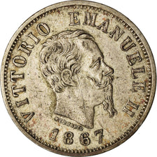 Coin, Italy, Vittorio Emanuele II, 50 Centesimi, 1867, Milan, EF(40-45), Silver