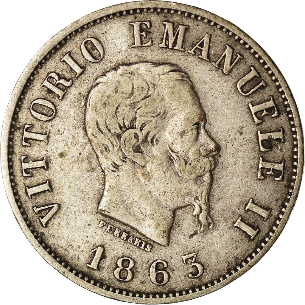 Monnaie, Italie, Vittorio Emanuele II, 50 Centesimi, 1863, Milan, TB+, Argent