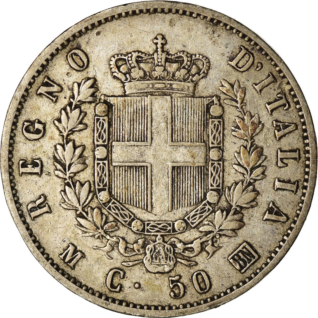Monnaie, Italie, Vittorio Emanuele II, 50 Centesimi, 1863, Milan, TB+, Argent