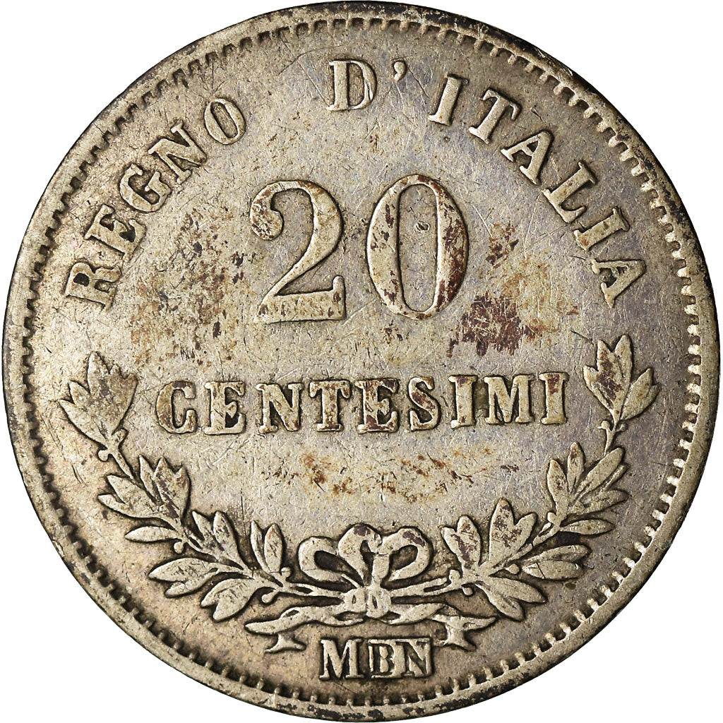 Münze, Italien, Vittorio Emanuele II, 20 Centesimi, 1863, Milan, S+, Silber