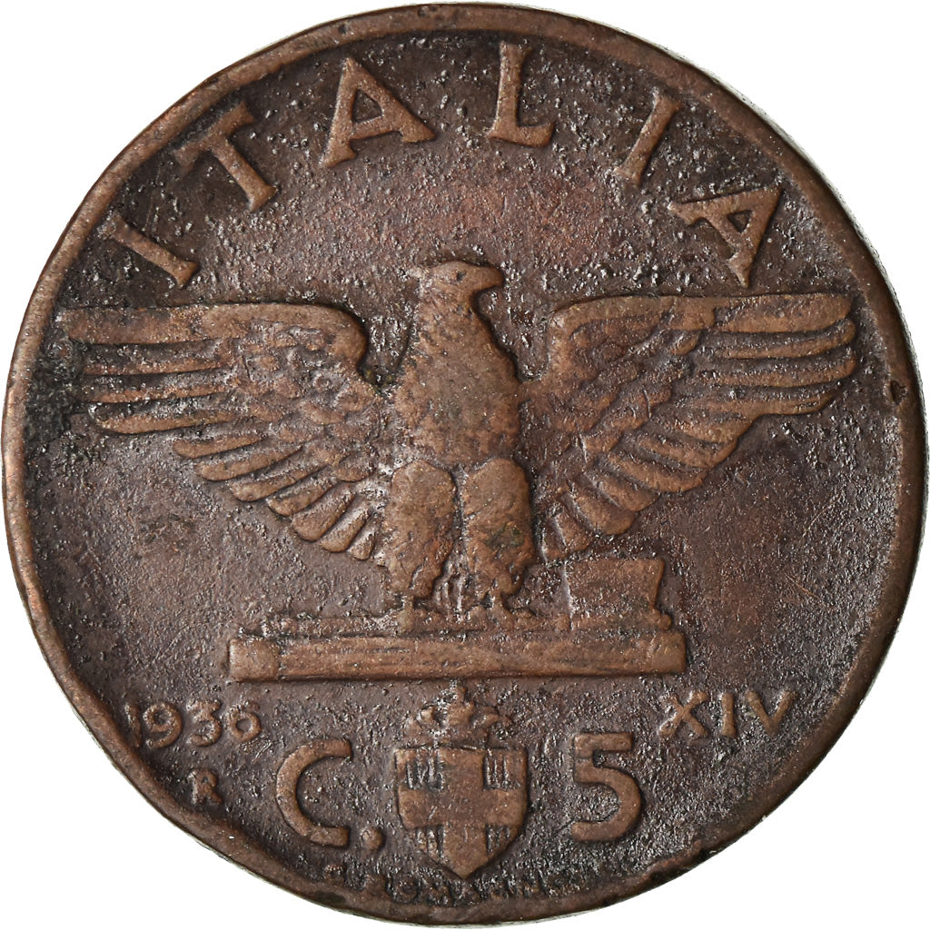 Moneta, Italia, Vittorio Emanuele III, 5 Centesimi, 1936, Rome, MB, Bronzo