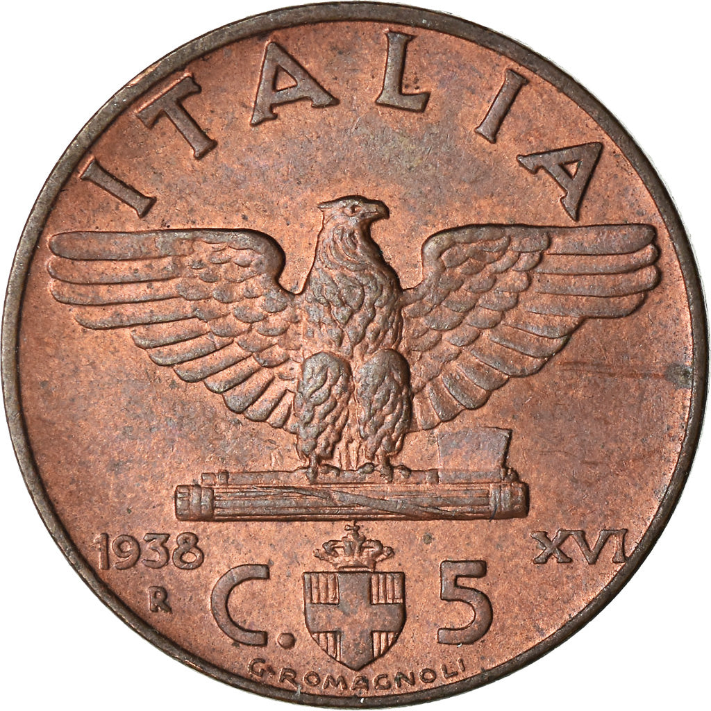 Moneta, Italia, Vittorio Emanuele III, 5 Centesimi, 1938, Rome, SPL-, Bronzo