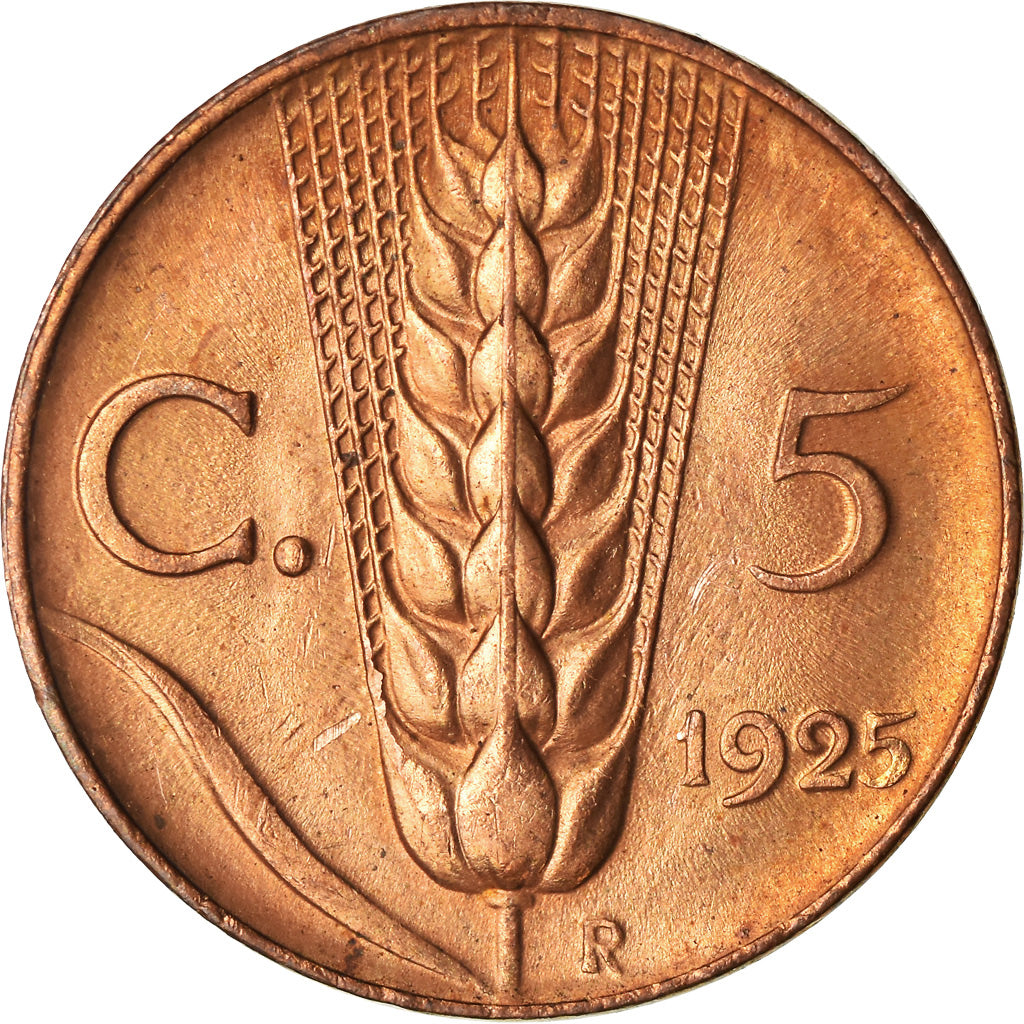 Coin, Italy, Vittorio Emanuele III, 5 Centesimi, 1925, Rome, MS(63), Bronze
