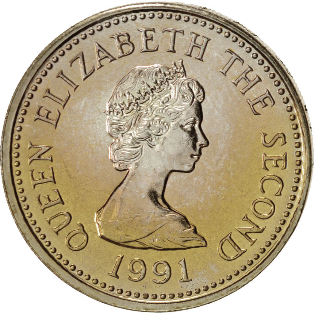Jersey, Percy Douglas, Pound, 1991, Nickel-brass, KM:85