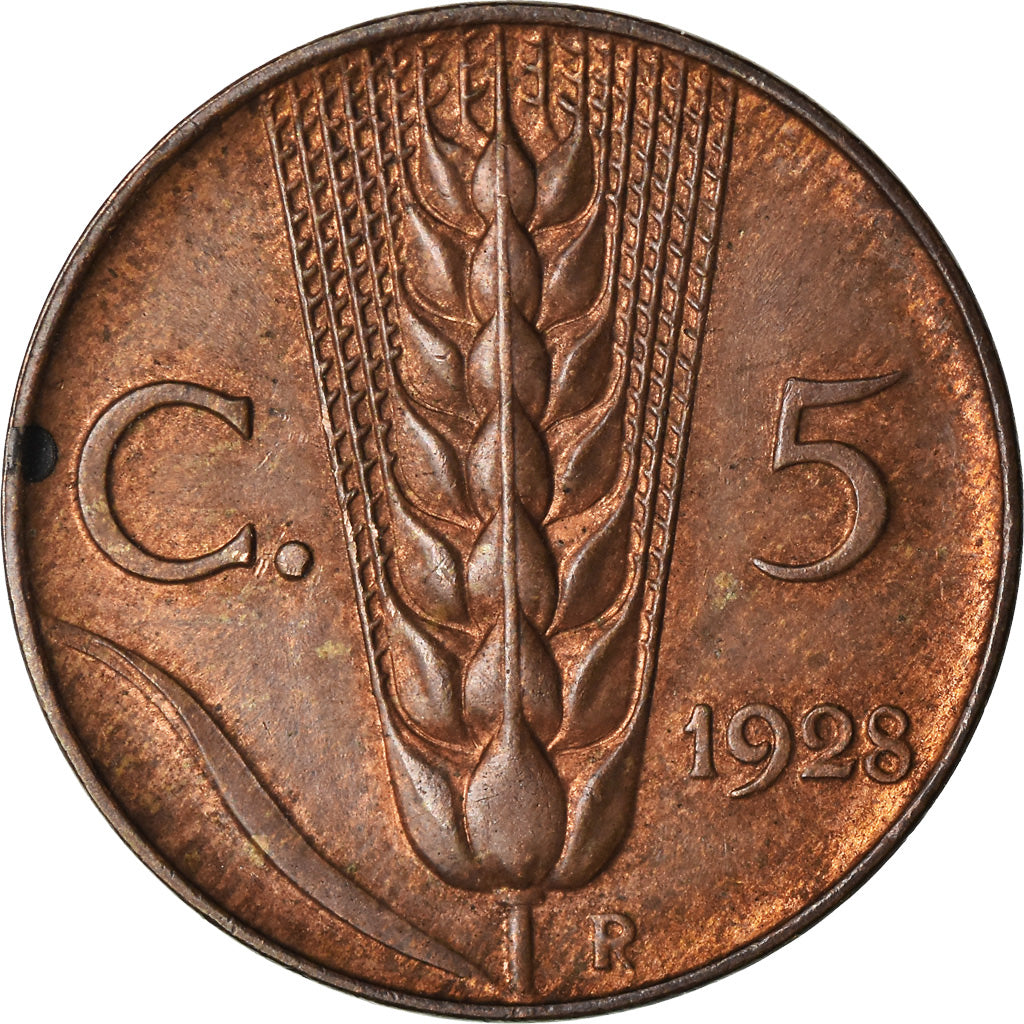 Coin, Italy, Vittorio Emanuele III, 5 Centesimi, 1928, Rome, AU(55-58), Bronze