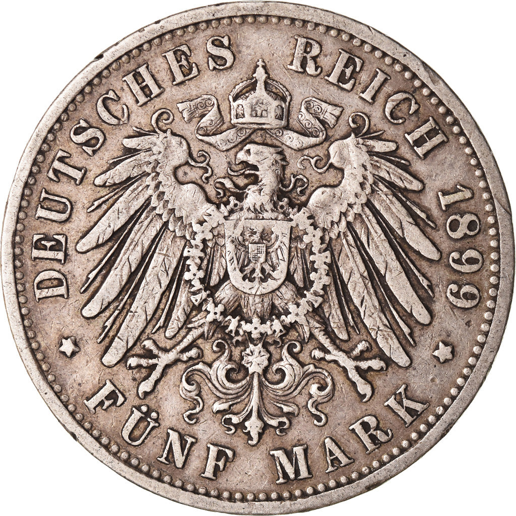 Coin, German States, PRUSSIA, Wilhelm II, 5 Mark, 1899, Berlin, EF(40-45)