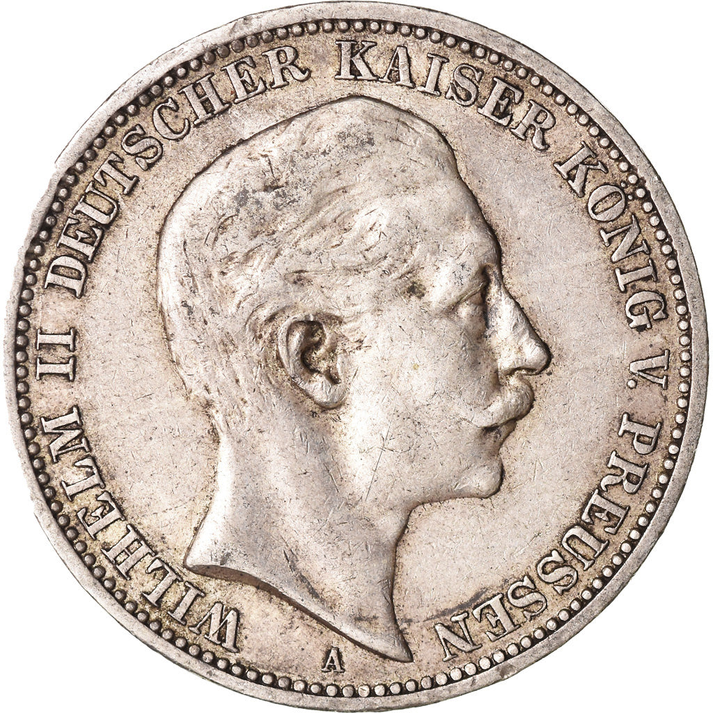 Coin, German States, PRUSSIA, Wilhelm II, 3 Mark, 1908, Berlin, EF(40-45)