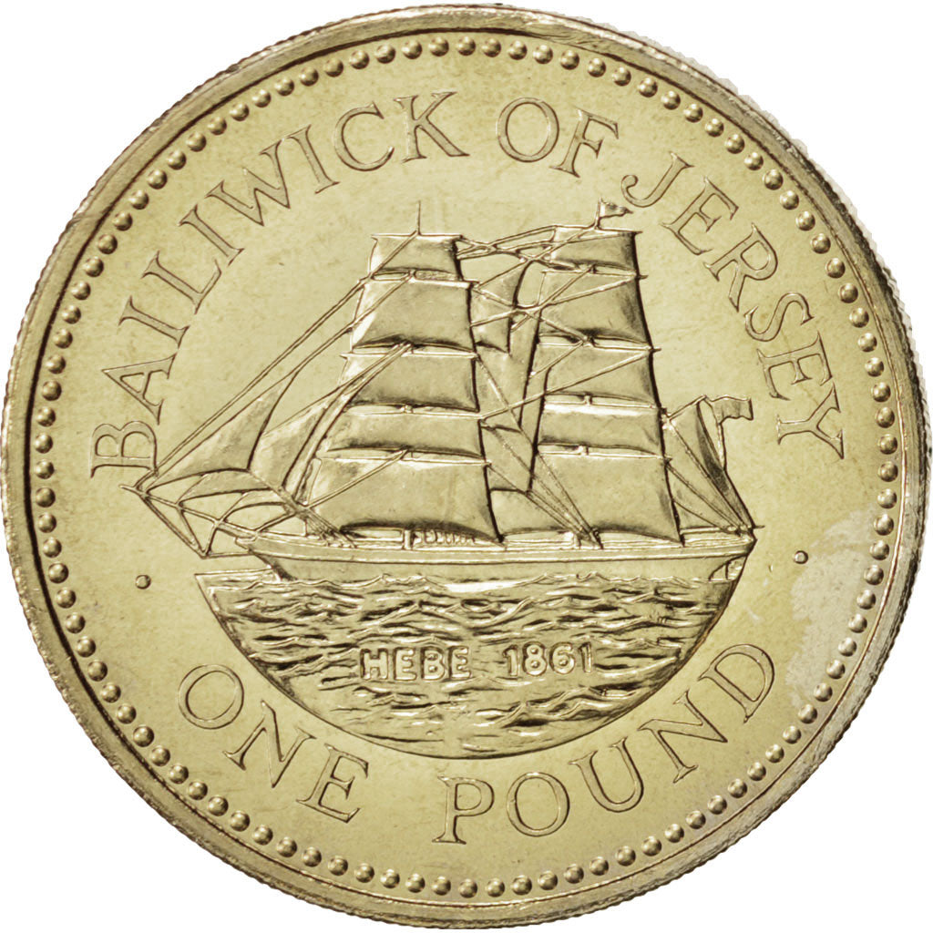 Jersey, Hebe, Pound, 1992, Nickel-brass, KM:86